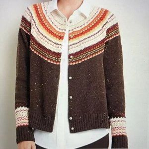J Jill - Fall Cardigan Sweater Fair Isle Nordic Thanksgiving Sz Medium